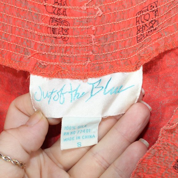 Out Of The Blue Orange Printed Silk High Waist Flowy Shorts Size Small - Picture 5 of 8